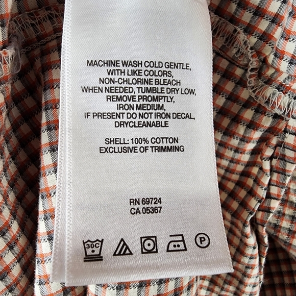 Columbia Plaid Button Front Shirt Cotton Orange Black Cream Size XXL - Picture 5 of 12